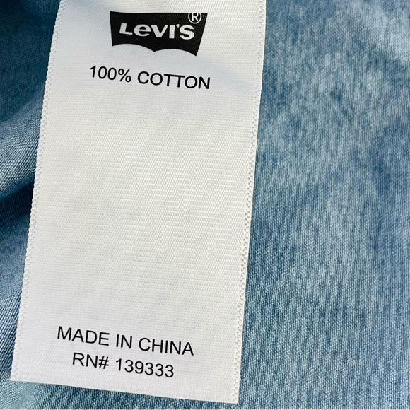 Levi's chambray peplum sleeveless top western blue women's‎ size L - Picture 5 of 10